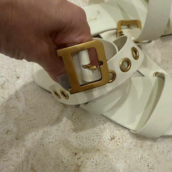 Dior Women's white Sandals with Gold Accents - Picture 2 of 9